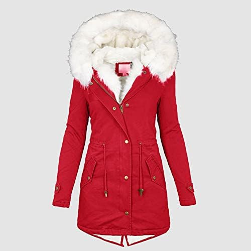 Палто со јакна жени плус големина зимска палто јака со јака со долг ракав гроздобер задебелен палто јакна плус јакни палта