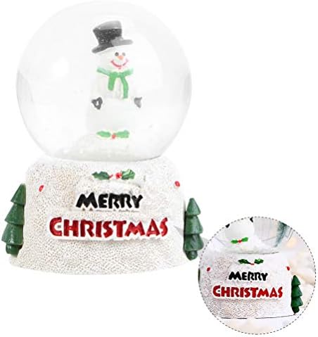Bestoyard 2pcs Среќен Божиќен снежен глобус осветлен кристален снежен свет со снежен човек Дедо Мраз фигурини смола таблета фигура,
