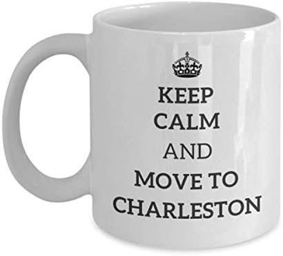 Продолжете да се смирите и да се преселите во Чарлстон чаша чаша патник соработник пријател подарок Западна Вирџинија Патнички кригла присутни