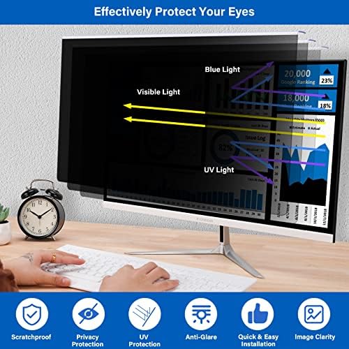 Jisitecai - Акрилик 24 - HD анти -сјајни анти -сини светлосни компјутерски екран за приватност филтер за компјутерски монитори за