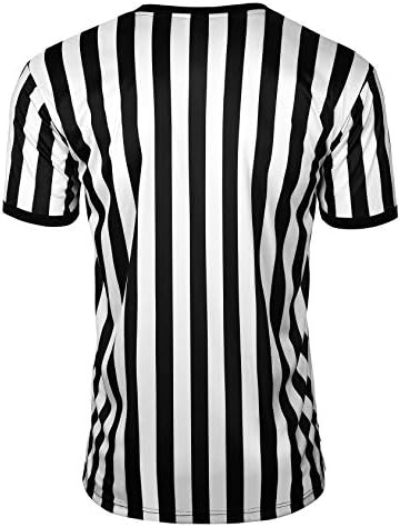 Официјална кошула со црно -бело и бело лента за мажи FITST4 и проучен центар за фудбалски судии