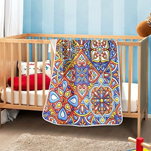 Чувајте ја мексиканската шема на талавера бебешки ќебиња за девојчиња момчиња бебе дете, меко бебе ватенка кадифен креветче ќебето