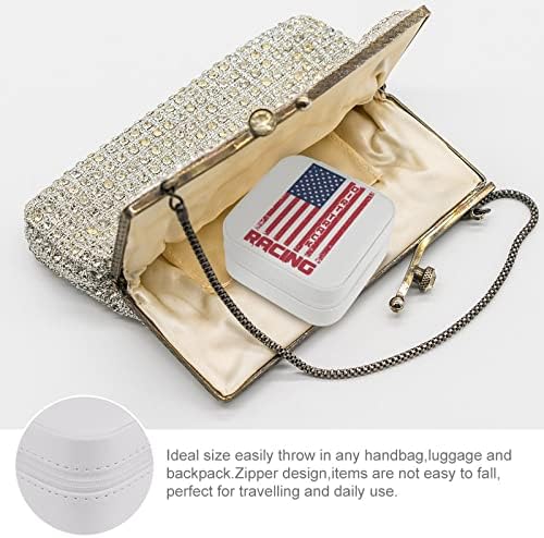 Нечистотии трки со американско знаме за накит Организатор за складирање на кутии за складирање Подарок за женски девојки обетки ѓердан прстени