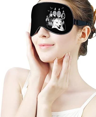 Мечка планинска шепа маска за ролетна маска за спиење ноќно сенка на окото прилагодливо каиш со смешна графика за жени мажи со една големина