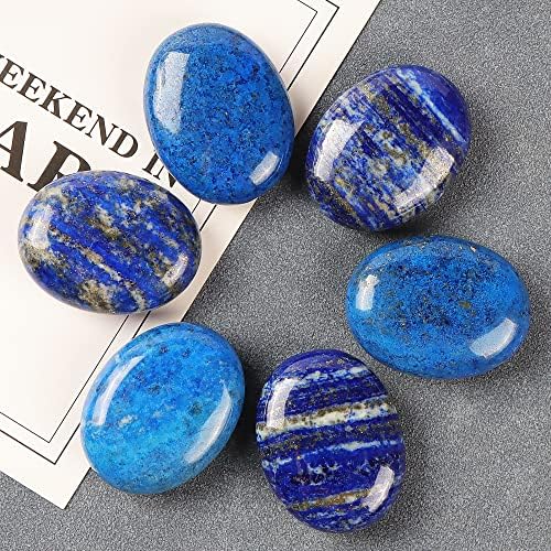 HXSWKK 1,8 инчен Лапис Лазули Палм камен, загриженост камен лекување кристален џеб скапоцен камен за анксиозно олеснување на медитација Јога