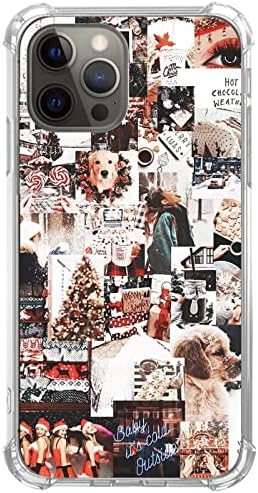 Небруски Зимски Божиќ Колаж Случај Компатибилен со iPhone 13, Трендовски Festivетски Фестивал Кутре За Божиќни Елки За Мажи и Жени Мека