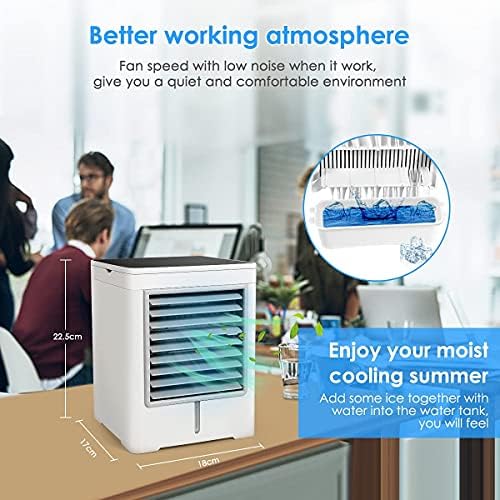 Личен ладилник за воздух, преносен балсам за испарување со 3 брзини вентилатор за ладење на екран на допир, вентилатор за климатик