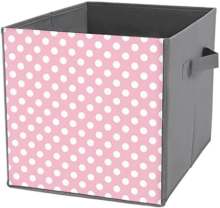 Розови Точки Склопувачки Коцки За Складирање Ткаенина Кутија 11 Инчни Преклопливи Канти за Складирање Со Рачки