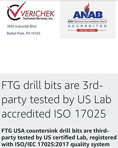 FTG USA Замена на затегната бројачи на дупчалки за вежбање 6 PC 3/16 CountersInk Bit Bit Sime Sime само за замена на бит, само