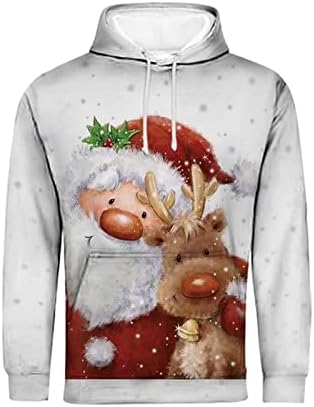 Грдите Божиќни дуксери за жени кои влечат со долги ракави со качулка со качулка, обичен кенгур џеб џеб, врвови на врвови