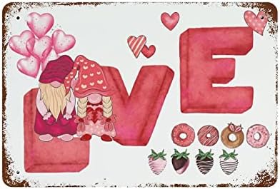 Прилагодени знаци Персонализирани ден на вinesубените Гном црвено срце Loveубовни зборови метални калај знак 8 x12 loveубов срце gnomes