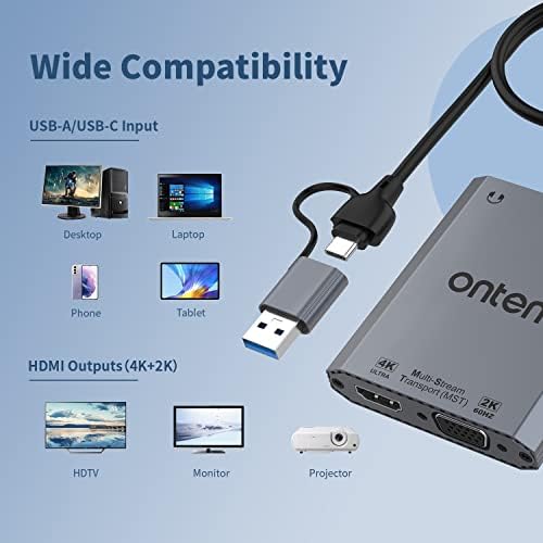 USB 3.0 до HDMI VGA адаптер, USB 3.0 и USB C до HDMI4K@30Hz и VGA 1080P Адаптер за двојни прикази, USB 3.0 & USB C Надворешна видео -графичка