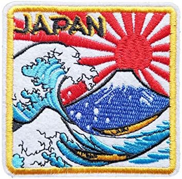 Јапонски лепенка изгрејсонце го закрпи големиот бран на канагава везена значка железо на шиење на амблем