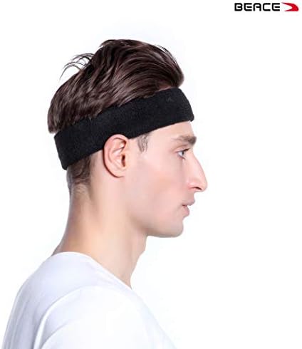 Beace Sweatbands Спортска лента за глава за мажи и жени - влага за влага атлетски памук Тери крпа за џемпери за тенис, кошарка,