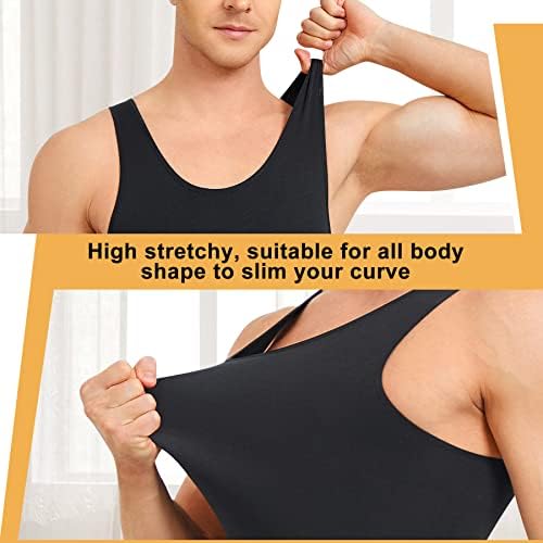 Solycsx Mens без ракави, целосна тело, полни тело, затегнување на долна облека за компресија на тела за контрола на стомакот на стомакот