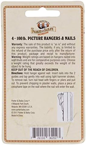Паркер и Бејли закачалки со слики со нокти од 1,25 инчи, ограничување на тежина од 100 фунти - 1 пакет