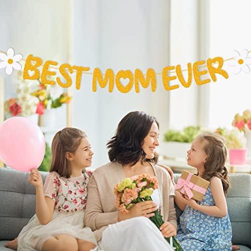Најдобра Мајка Некогаш Банер Срце Цвет Круна Љубов Тематските Партија Украси За Жени Среќен Ден На Мајката Прослава Материјали(Злато)