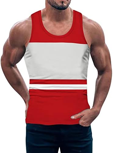 HDDK летен резервоар врвови за машка боја блок крпеница спортски тенок фит ракавички кошула атлетска тренингот за трчање салата за теретани