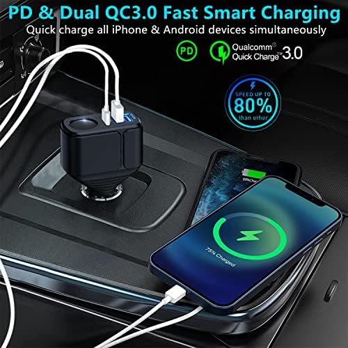 Idolco [PD3.0 & DualQc3.0] 56W USB Carger Carger & 15W магнетски безжичен полнач за автомобили за iPhone 13/12 &, 4 во 1 Брз полнач