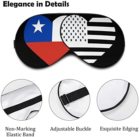 Маска за спиење на чиле и црно американско знаме, лесна маска за слепи маски за очи со прилагодлива лента за мажи жени