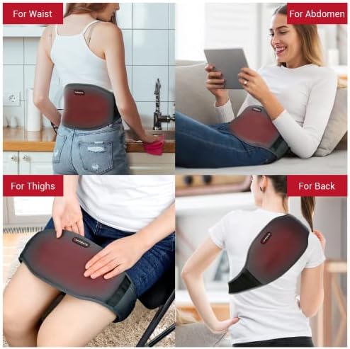 Comfytemp безжична подлога за греење со масажер и пондерирана подлога за греење на грбот за олеснување на болката во грбот,