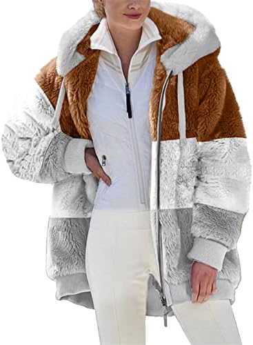 Женски палто руно јакна Шерпа наредени патенти на патенти кардиган лабава мека палто за надворешна облека со џебови