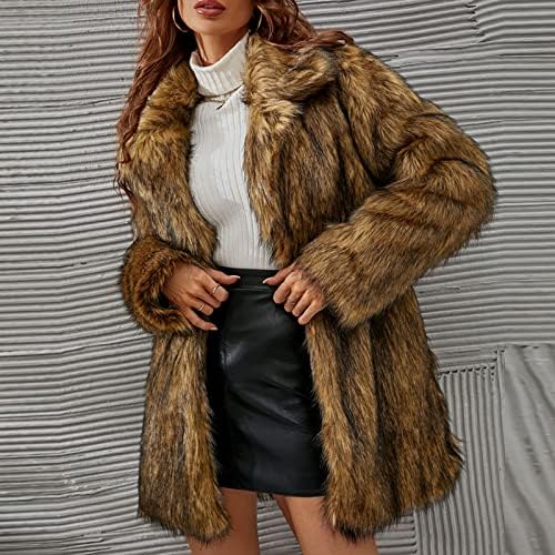 Bidobibo faux крзно јакна жени 2022 мода Шерпа зимски палта Отворено предно руно топло облека животно печатење нејасна надворешна облека
