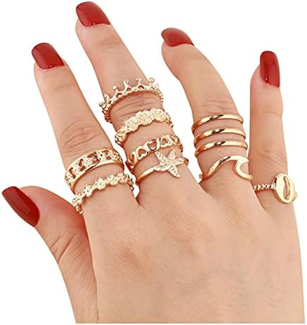 2023 Нов прстен формира различен моден накит постави злато фесвитал геометрија женски прстен додаток за женски бенд