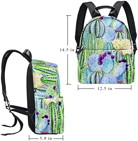 TBOUOBT кожен ранец за патување со лесен лаптоп лесен ранец за жени мажи, мексикански кактус сукулентен цвет