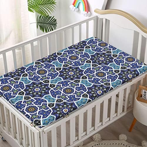 Марокански тематски вграден креветче за креветчиња, стандарден сад за садови за креветчиња ултра мек материјал-плетен сад или столб за кревет за деца, 28 „x52“, Крал?