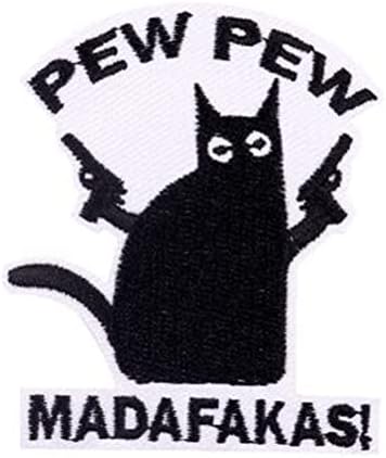 Pew Pew налепници за мачки маички ленти DIY железо на лепенка смешна прекрасна мачка значка амблем железо на лепенка извезена шива