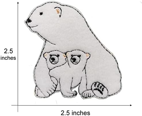 2 парчиња бела поларна мечка извезено железо на шиење на лепенка нејасна облека од животинска облека Апликат Божиќен подарок за деца