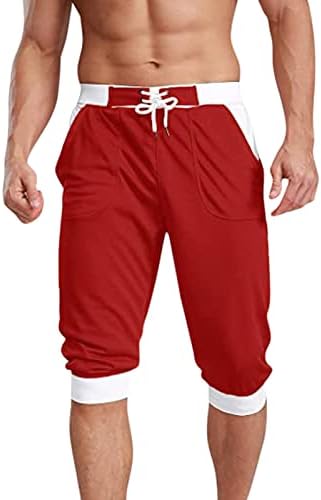 IOPQO спортски носат мажи шорцеви мажи случајни летни кратки бои со шорцеви од еластична средна половината шорцеви