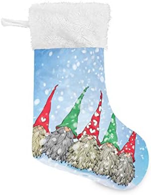 Божиќни чорапи на Алаза Симпатични гноми Божиќни класични персонализирани големи декорации за порибување за семејни празнични сезони за забави Декор 1 пакет, 17,7 ''