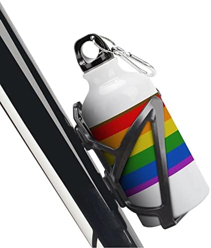 Виножито геј знаме ЛГБТ спортско шише со вода алуминиумско уста шише кантина патување со капаци и метална кука