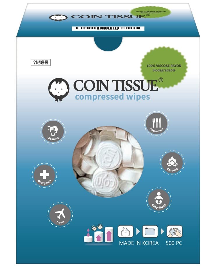 Монети ткива_компресирани крпи со 1 носач Case_toilet Paper Tablets_Expandable WIPES_SOFT, алкохол, мирис, конзерванси и мирис free_biodegradable_500