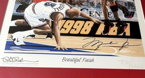 Мајкл Jordanордан потпиша автограмски бикови 1998 година во финалето во НБА Последно шут Лито Рамка Уда - Автограмирана НБА уметност