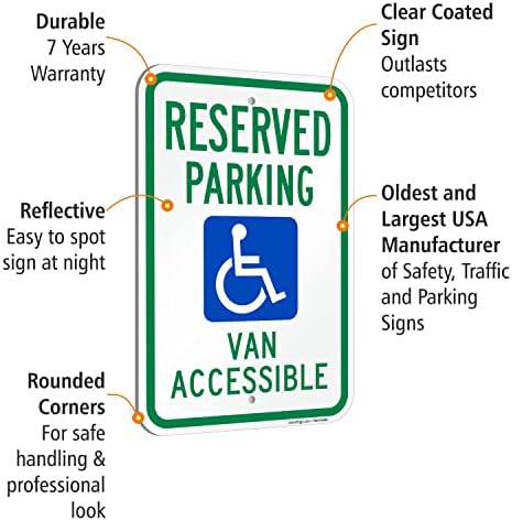 SmartSign Резервиран паркинг комбе Достапно знак - 2 пакет, знак за паркирање со хендикеп, 18 x 12 инчи, алуминиумски композит