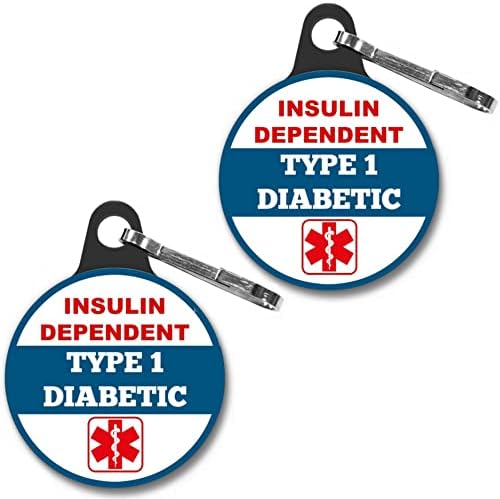 Инсулин зависен од типот 1 дијабетичко медицинско предупредување за дијабетичко мелење 2 парчиња Повлечете шарм 1,25 инчи за