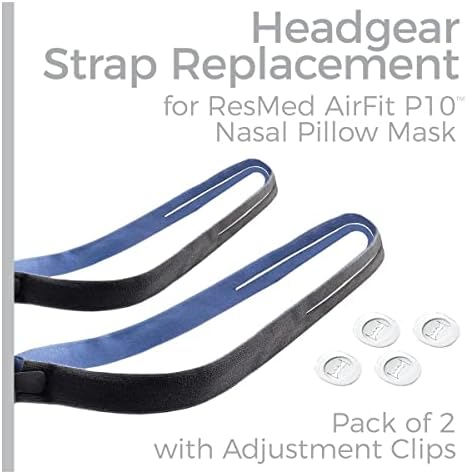 Замена на лентата за глава за ResMed Airfit P10 ™ Nasal Pillow CPAP маска од Snugell ™ | Сина боја | Пакет од две ленти | Вклучува