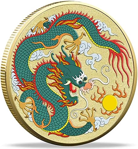 Енергична Златна Среќна Монета Со Кинески Дизајн На Лунг, Дијаметар Од 1,57 Инчи, Алатка За Гребење Билети За Лотарија - Совршена За Среќа, Просперитет