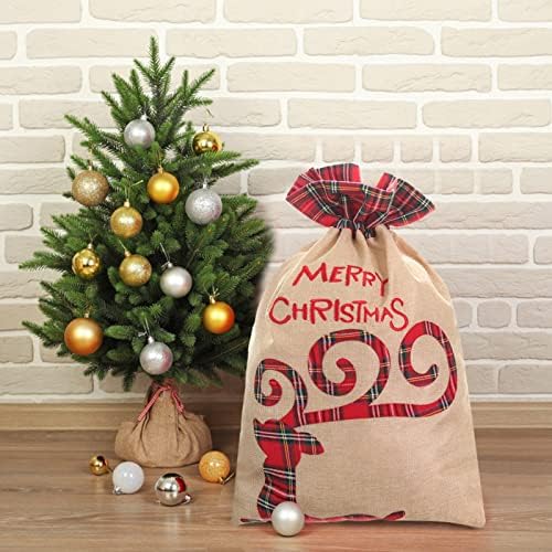 Sdzxc Божиќни Чанти Со Врвки За Влечење Божиќни Чанти За Пакување Подароци Пластични Божиќни Кеси За Повеќекратна Употреба За Подароци