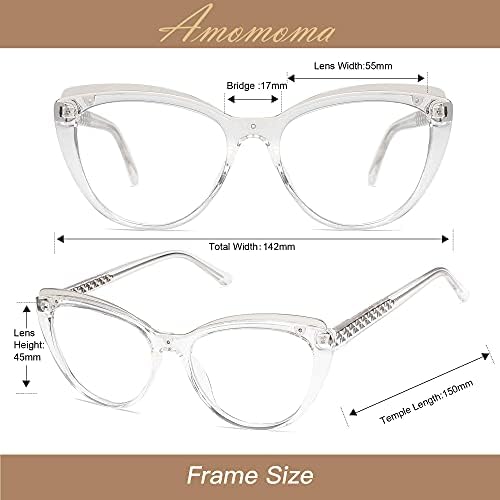 Амомом Тренди TR90 Сини очила за читање на сина светлина за жени читатели 1.5 2,0 Стилски очи за очи на мачки AM6043
