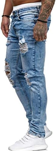 Машкиот тенок вклопување во Ангонџивел уништени панталони со тексас машка вознемирена тенок фармерки уништуваат панталони