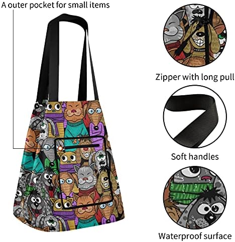 Цртани филмови за мачки и кучиња, преклопени торбички торбички за намирници, кои можат да се користат за намирници, торбичка торба за торбичка за торбичка за патува