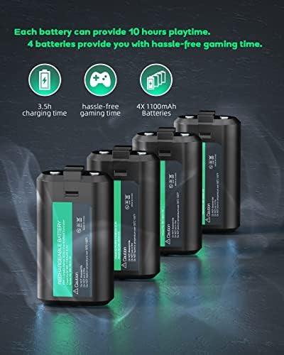 Батериски Пакет На Полнење За Xbox Контролер, 4x1200mah Батерии Со Полнач, Станица За Полнење На Батерии Компатибилна Со Xbox