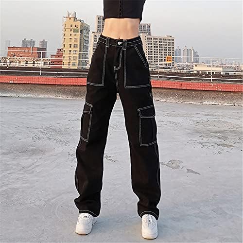 Lariau со високи половини фармерки за жени еластично џебно копче цврсто тенок крпеница capri слаби фармерки панталони панталони