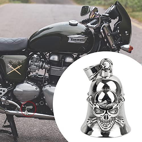 Моторцикл bellвонче со закачалка, Biker Skull Bell за безбедно возење, донесете среќа