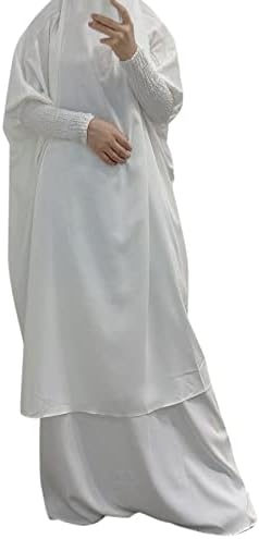 Mndsudhg женска обична цврста муслиманска облека абаја исламска арапска кафтанска облека со две парчиња муслиманска облека меки