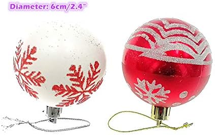 24 парчиња божиќни топка бомби, 2,4 распрскувани асортимирани сноповици модели на снегулка висат топки приврзоци за декорација на Божиќно дрво
